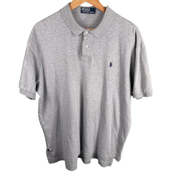 Polo by Ralph Lauren Men Gray Short Sleeve Collared Polo Custom Fit Shirt Sz XL - Picture 1 of 9